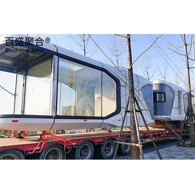 2023 Capsula spaziale in alluminio mobile con casa integrata Trasporto e carico Spedizione speciale