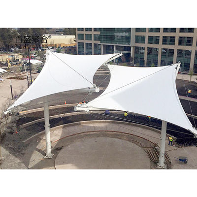 800-1300GSM Tessuti rivestiti in PVC Strutture di ombra a membrana architettonica Tensile