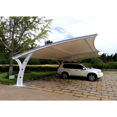 Pergola metallica a telaio di acciaio per parcheggi di autoveicoli con rivestimento in polvere bianca e trattamento termico